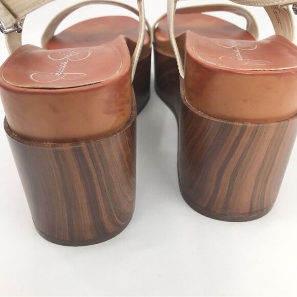 Jessica Simpson CRYSTIL Cream Brown Chunky Wood Platform Sandals - Picture 10 of 16